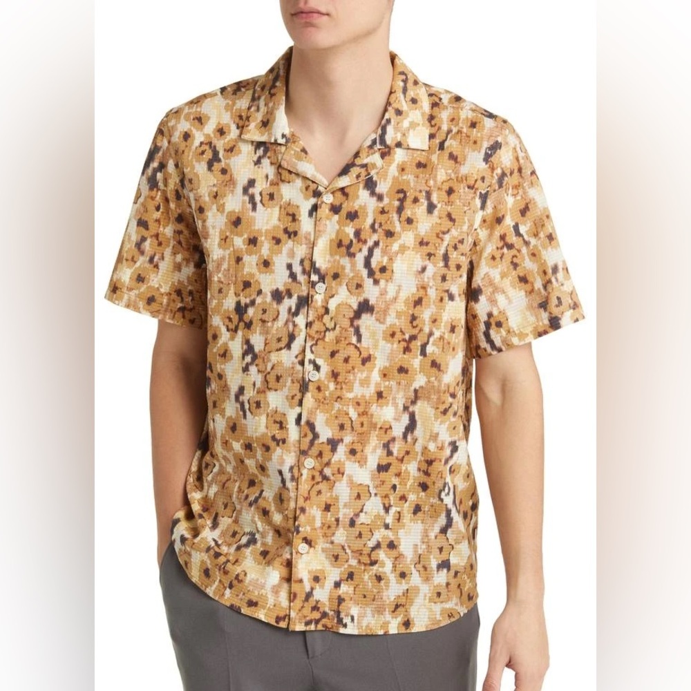 NWT Wax London Didcot Cheetah Print Bowling Shirt, Size S